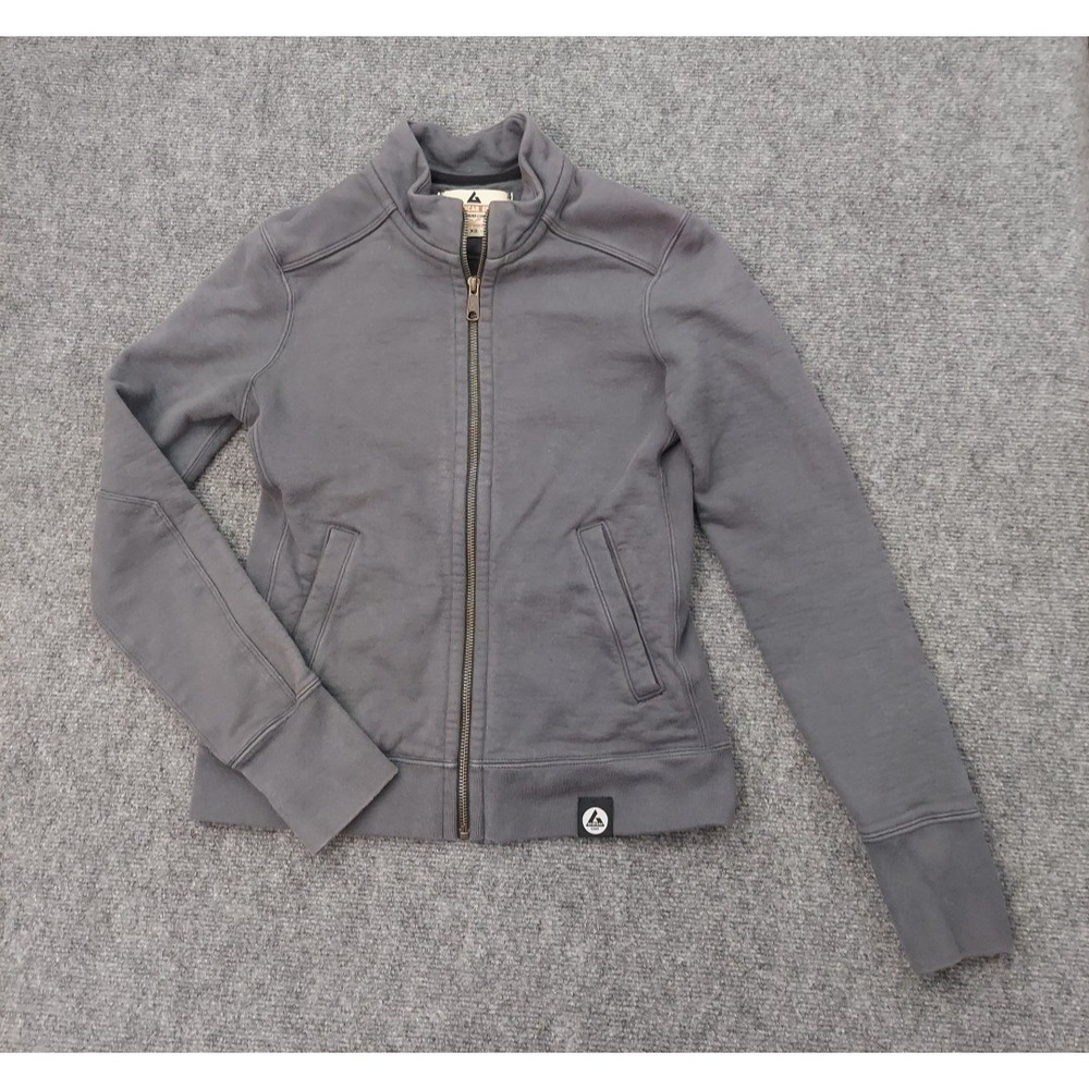 American Giant Jacket Womens XS Gray Full Zip Pockets Mock Neck Cotton USA
